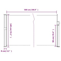 Vidaxl Zatahovací boční markýza taupe 140 x 500 cm