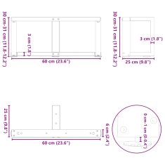 Vidaxl Nohy konferenčního stolku ve tvaru T 2 ks bílé 60x25x(30-31) cm