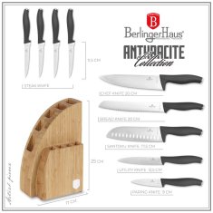 Berlingerhaus Sada nožů se stojanem BAMBOO 10 ks Antracit Collection BH-2758