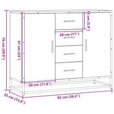 Vidaxl Příborník kouřový dub 92 x 35 x 76 cm kompozitní dřevo