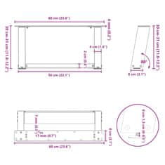 Vidaxl Nohy konferenčního stolku ve tvaru U 2 ks bílé 60x(30-31) cm