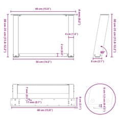 Vidaxl Nohy konferenčního stolku ve tvaru U 2 ks černé 40x(30-31) cm