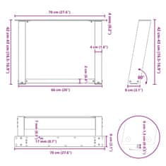 Vidaxl Nohy konferenčního stolku ve tvaru U 2 ks antracit 70x(42-43)cm