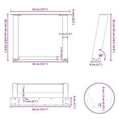 Vidaxl Nohy konferenčního stolku ve tvaru U 2 ks bílé 50x(42-43) cm