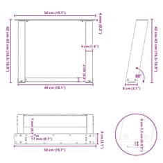 Vidaxl Nohy konferenčního stolku ve tvaru U 2 ks antracit 50x(42-43)cm