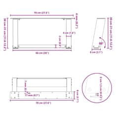 Vidaxl Nohy konferenčního stolku ve tvaru U 2 ks antracit 70x(30-31)cm