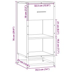 Vidaxl Příborník hnědý dub 35,5 x 35 x 76 cm kompozitní dřevo a kov