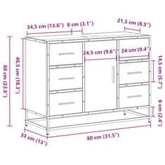 Vidaxl Koupelnová skříňka pod umyvadlo dub sonoma 80x33x60 cm kompozit