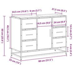 Vidaxl Koupelnová skříňka pod umyvadlo šedá sonoma 80x33x60cm kompozit