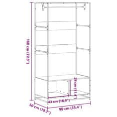 Vidaxl Šatní skříň šedá sonoma 90 x 50 x 180 cm kompozitní dřevo