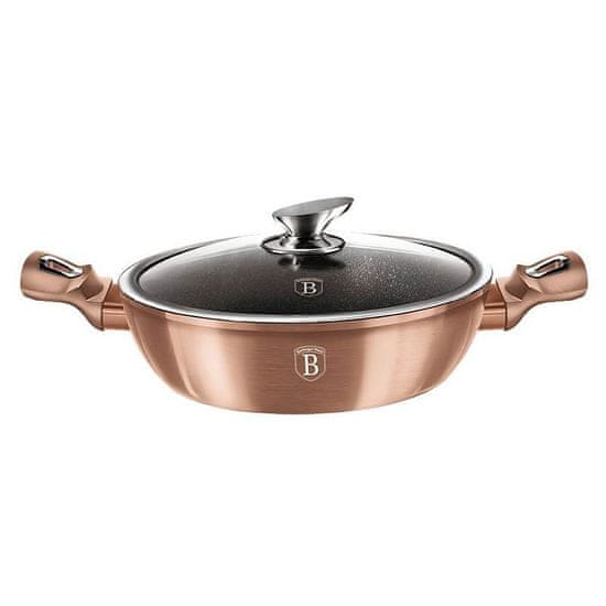 Berlingerhaus Pekáč kulatý s mramorovým povrchem a poklicí 28 cm Rosegold Metallic Line BH-1519