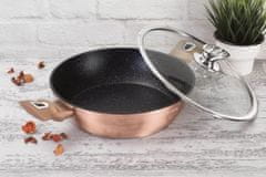 Berlingerhaus Pekáč kulatý s mramorovým povrchem a poklicí 28 cm Rosegold Metallic Line BH-1519