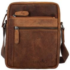 Green Wood Stylová pánská kožená crossbody taška GW Radoš, camel