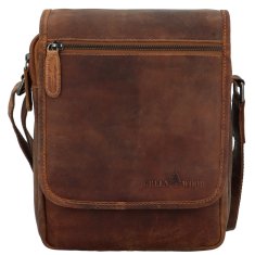 Green Wood Stylová pánská kožená crossbody taška GW Rodion, camel