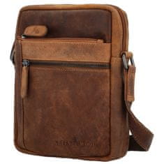 Green Wood Stylová pánská kožená crossbody taška GW Radoš, camel