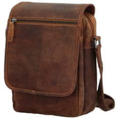 Green Wood Stylová pánská kožená crossbody taška GW Rodion, camel