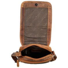 Green Wood Stylová pánská kožená crossbody taška GW Rodion, camel