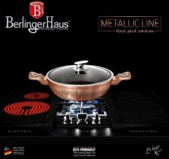 Berlingerhaus Pekáč kulatý s mramorovým povrchem a poklicí 28 cm Rosegold Metallic Line BH-1519