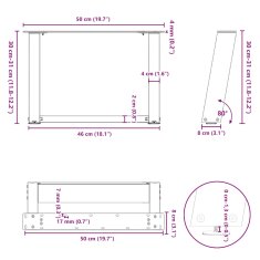 Vidaxl Nohy konferenčního stolku ve tvaru U 2 ks antracit 50x(30-31)cm