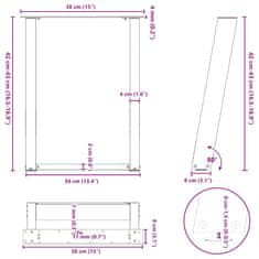 Vidaxl Nohy konferenčního stolku ve tvaru U 2 ks antracit 38x(42-43)cm