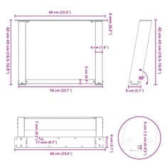 Vidaxl Nohy konferenčního stolku ve tvaru U 2 ks bílé 60x(42-43) cm