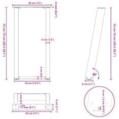 Vidaxl Nohy konzolové stolku ve tvaru U 2 ks bílé 38x(72-73) cm ocel