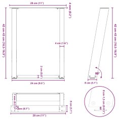 Vidaxl Nohy konferenčního stolku ve tvaru U 2 ks antracit 28x(42-43)cm