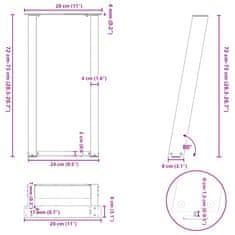 Vidaxl Nohy konzolové stolku ve tvaru U 2 ks černé 28x(72-73) cm ocel