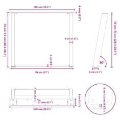 Vidaxl Nohy jídelního stolku ve tvaru U 2 ks 100x(72-73) cm ocel