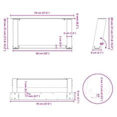 Vidaxl Nohy konferenčního stolku ve tvaru U 2 ks bílé 70x(30-31) cm