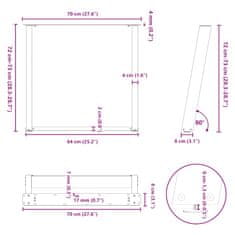 Vidaxl Nohy jídelního stolku ve tvaru U 2 ks 70x(72-73) cm ocel