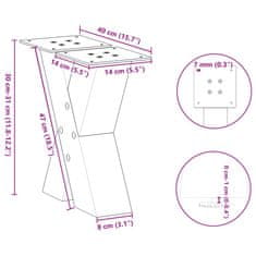 Vidaxl Nohy konferenčního stolku ve tvaru X 2 ks černé 40x(30-31) cm