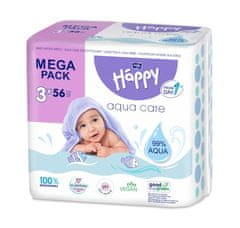 3x BELLA HAPPY BABY Ubrousky čisticí mega pack Aqua care 56 ks