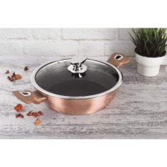 Berlingerhaus Pekáč kulatý s mramorovým povrchem a poklicí 28 cm Rosegold Metallic Line BH-1519