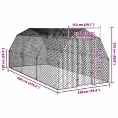 Vidaxl Výběh pro slepice 2,5x6x2,25 m pozinkovaná ocel