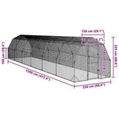 Vidaxl Výběh pro slepice 2,5x12x2,25 m pozinkovaná ocel