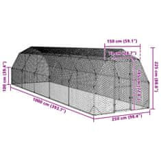 Vidaxl Výběh pro slepice 2,5x10x2,25 m pozinkovaná ocel