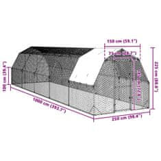 Vidaxl Výběh pro slepice se střechou 2,5x10x2,25 m pozinkovaná ocel