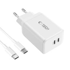 Tech-protect NC45W GaN síťová nabíječka 2x USB-C 45W + kabel USB-C, bíla