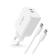 Tech-protect NC45W GaN síťová nabíječka 2x USB-C 45W + kabel USB-C, bíla