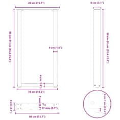 Vidaxl Nohy konferenčního stolku ve tvaru U 2 ks 40x(90-91) cm ocel