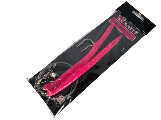 Lk Baits návazec na tresky papriky 8/0 12cm Glitter Lumino Red/Červený