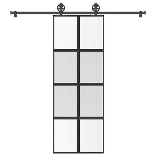 shumee vidaXL Posuvné dveře s kováním 76x205 cm tvrzeného sklo a hliník