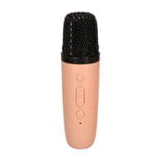 KIK KX3379 Karaoke Bluetooth reproduktor 6 W, bezdrátový mikrofon, růžový