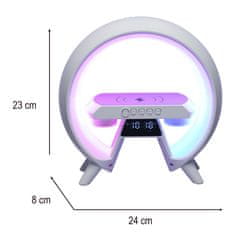 KIK KX3384 Multifunkční Bluetooth reproduktor RGB s bezdrátovou nabíječkou, bílá