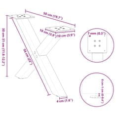 Vidaxl Nohy konferenčního stolku ve tvaru X 2 ks 50x(30-31) cm ocel