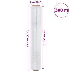 Vidaxl Stretch fólie 2 ks transparentní 20 μm 50 cm x 300 m