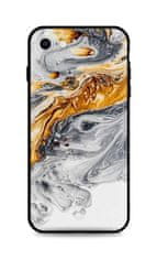 TopQ Kryt LUXURY iPhone SE 2022 pevný Marble šedo-zlatý 74090