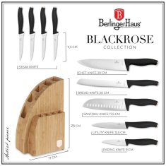 Berlingerhaus Sada nožů se stojanem BAMBOO 10 ks Black Rose Collection BH-2760