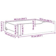 Vidaxl Zásuvky pod postel s kolečky 2 ks 75x55x16 cm masivní borovice